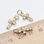 Подвеска Крест, цвет золото, фианиты, размер 15*8 мм, цена за 1 шт