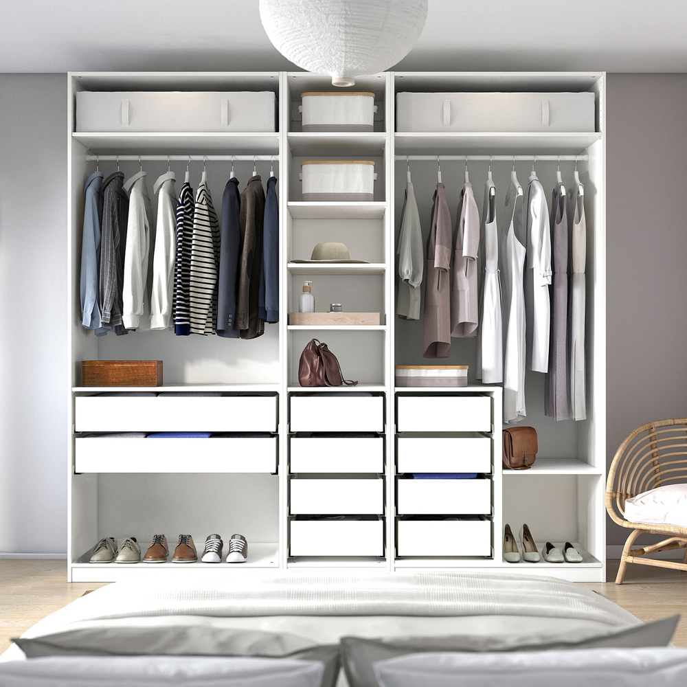 Гардероб PAX IKEA (комбинация) с 10 ящиками 250x58x236 см (белый) 250*58*236 см, Белый   Фиеста