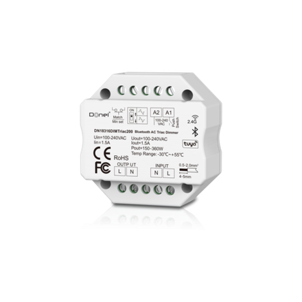 Диммер-таблетка Triac,  управление через  BT+RF+Push,  питание 230В,  1-но канальный,  максимальная мощность LED 200Вт