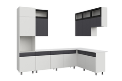 Кухонный гарнитур София 3м, Белый, Бланж, Графит матовый, Антарес