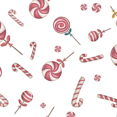seamless pattern with candies, lollipops and stars Vintage backdrop for Christmas design