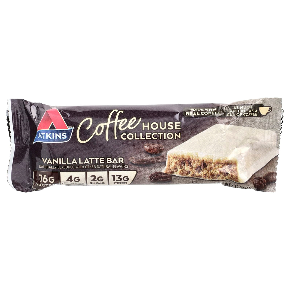 Atkins, Coffee House Collection, ванильный латте, 5 батончиков по 60 г (2,12 унции)