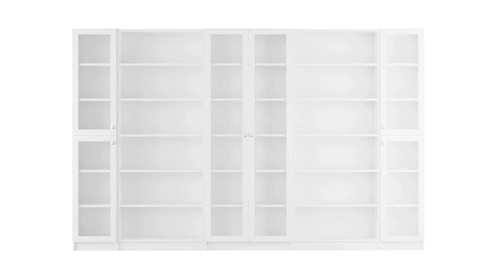 Книжный шкаф Билли 55 Белый Фасадный 0101 320*30*202 см, Белый   Фиеста