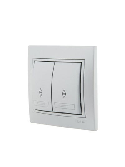 Переключатель проходной 2-кл. СП Mira 10А IP20 со вставкой сер. метал. LEZARD 701-1010-106