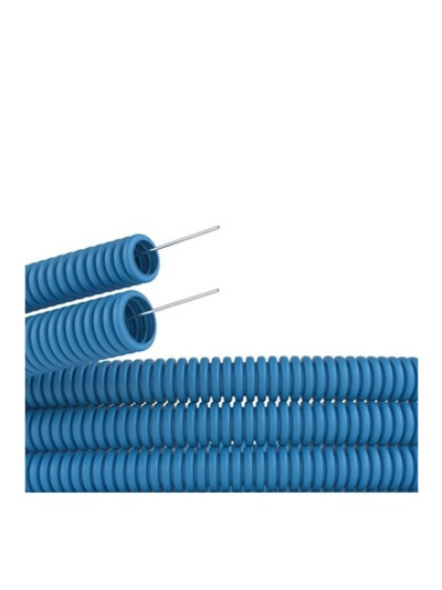 Труба гофрированная ППЛ гибкая легкая d32мм с протяжкой син. (уп.25м) DKC 11932