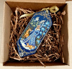 Ёлочная игрушка/сувенир "Конфета с росписью Палех "Снегурочка"