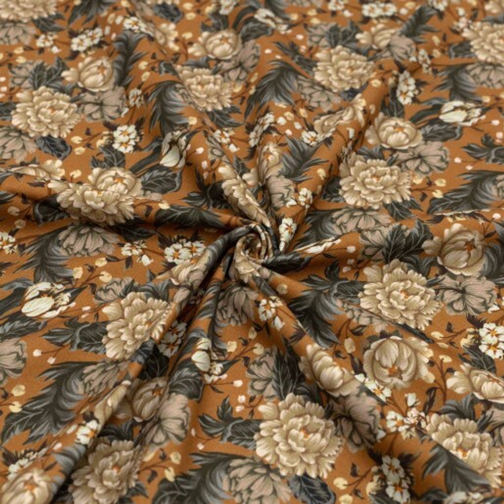 Отрез премиум хлопка "Бежевые пионы"