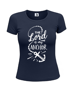 Футболка The Lord is my anchor женская приталенная темно-синяя