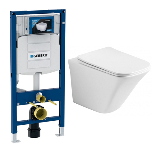 Комплект подвесной безободковый унитаз Ceramica Nova Mono Rimless CN1902 35 x 50 x 36 см с сиденьем Soft Close + инсталляция Geberit Duofix UP320 111.300.00.5