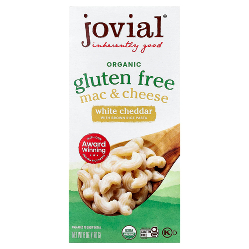 Jovial, Органический без глютена, макароны и сыр, белый чеддер, 170 г (6 унций)