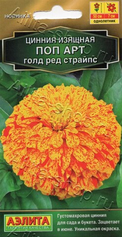 Цинния Поп арт голд ред страйпс 0,1г (Аэлита)