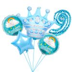 Шар (40"/102 см) Цифра, 9, Звездочки, Голубой, в упаковке 1 шт.