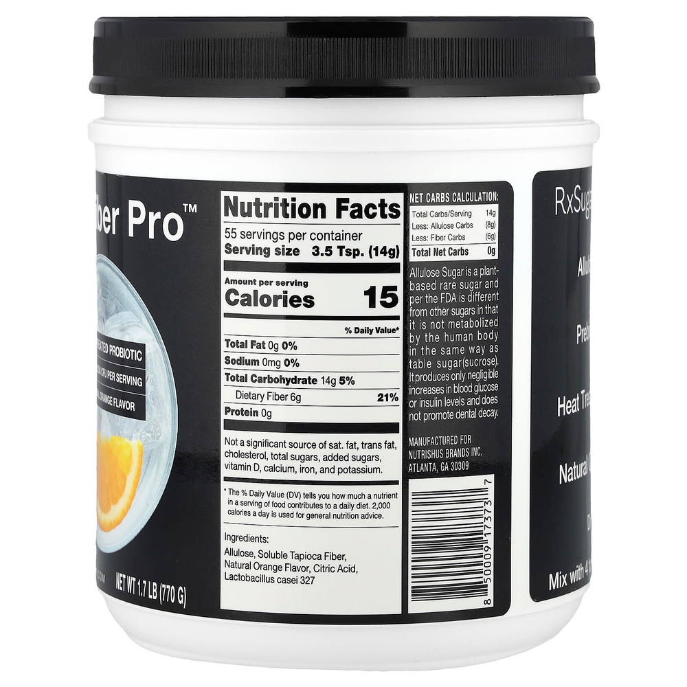 RxSugar, Fiber Pro ™, натуральный апельсин, 770 г (1,7 фунта)