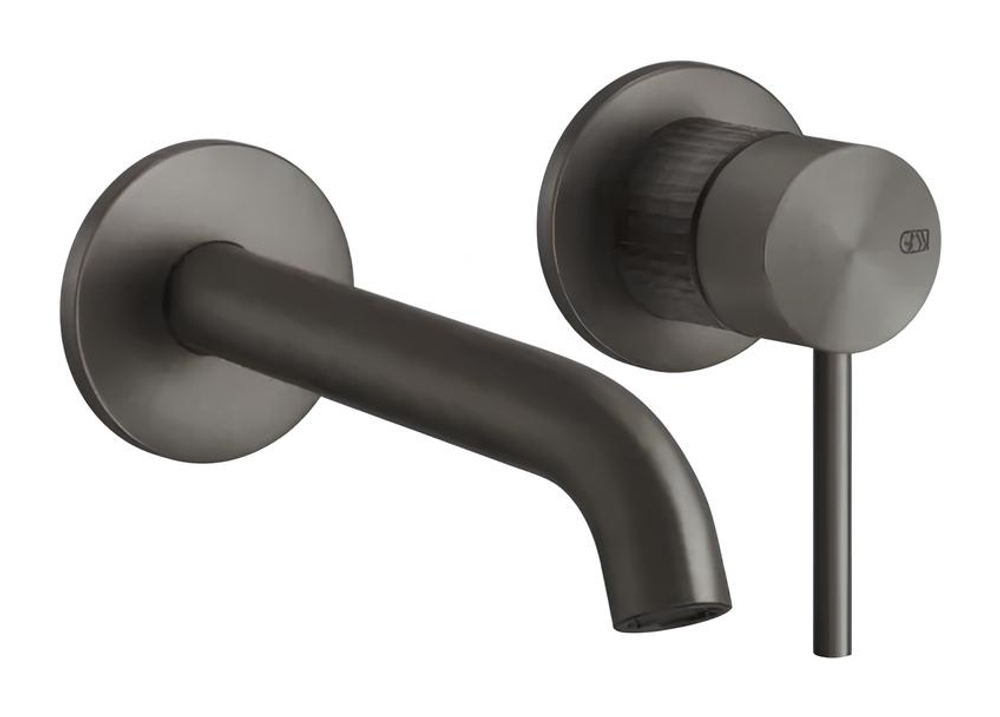 Cмеситель для раковины Gessi316, встраиваемый, настенный, с длинным изливом, без донного клапана, внешние части, цвет Black Metal Brushed PVD