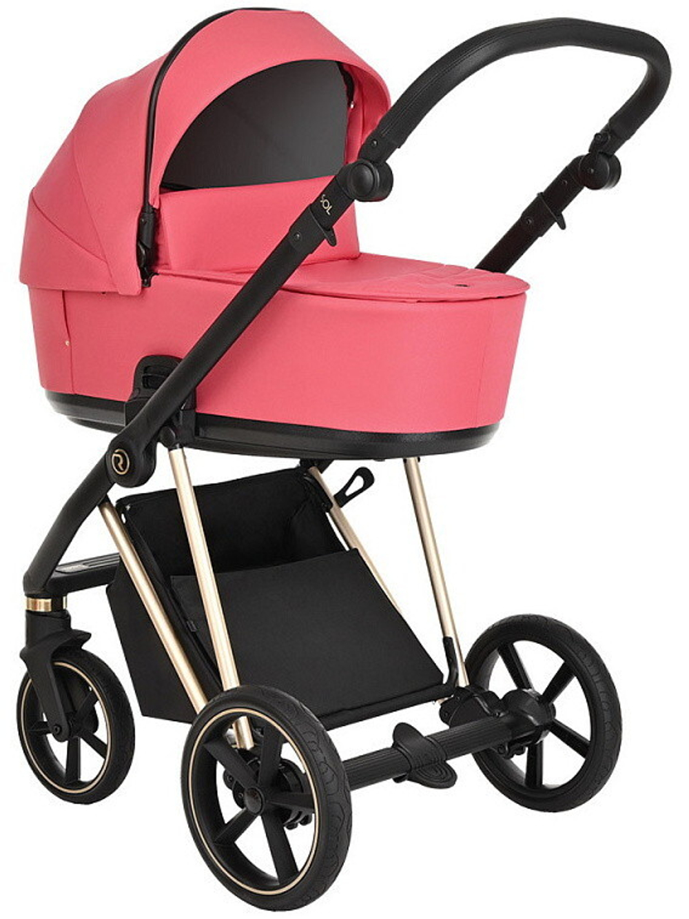 Детская коляска Roan Sol Luxury 3 в 1 с автокреслом Tutis Elo Black RSL/4040 Viva Magenta/Gold