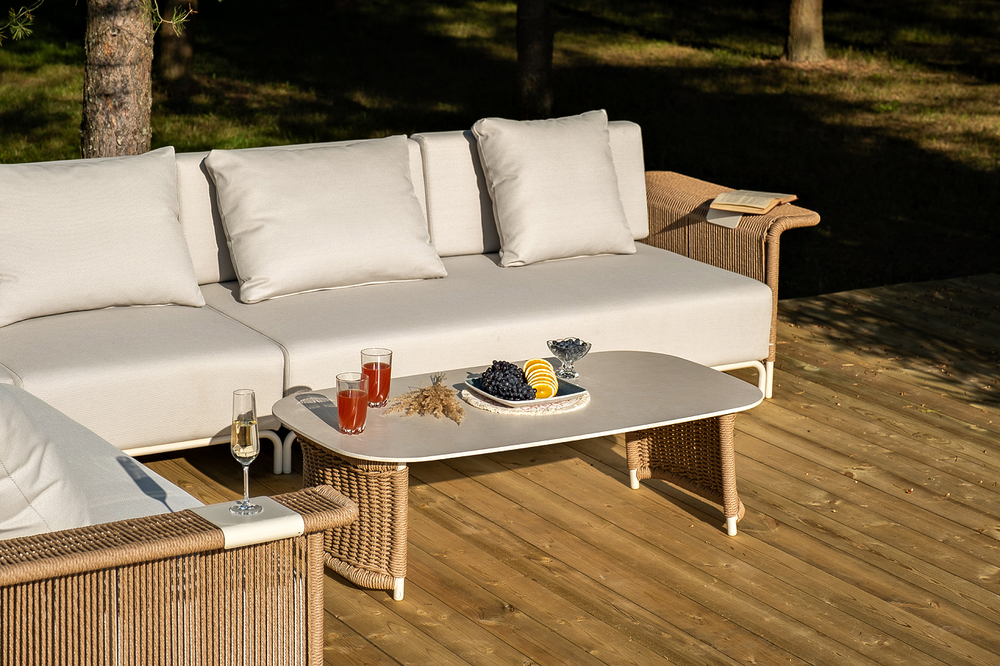 "Мальдивы" трансформирующаяся лаунж-зона из искусственного ротанга, цвет соломенный