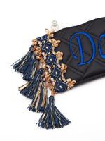 Карман Данила (черный с синей вышивкой, экокожа)