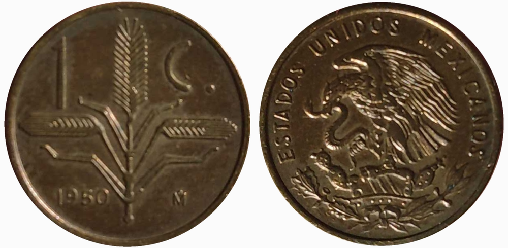 Мексика 1 сентаво, 1950 - 1969 Герб aUNC