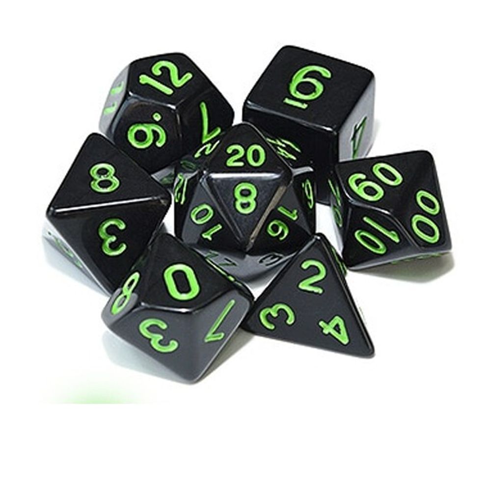 Набор зелено-черные игральные кубики ДнД / ролевые игры / дайсы