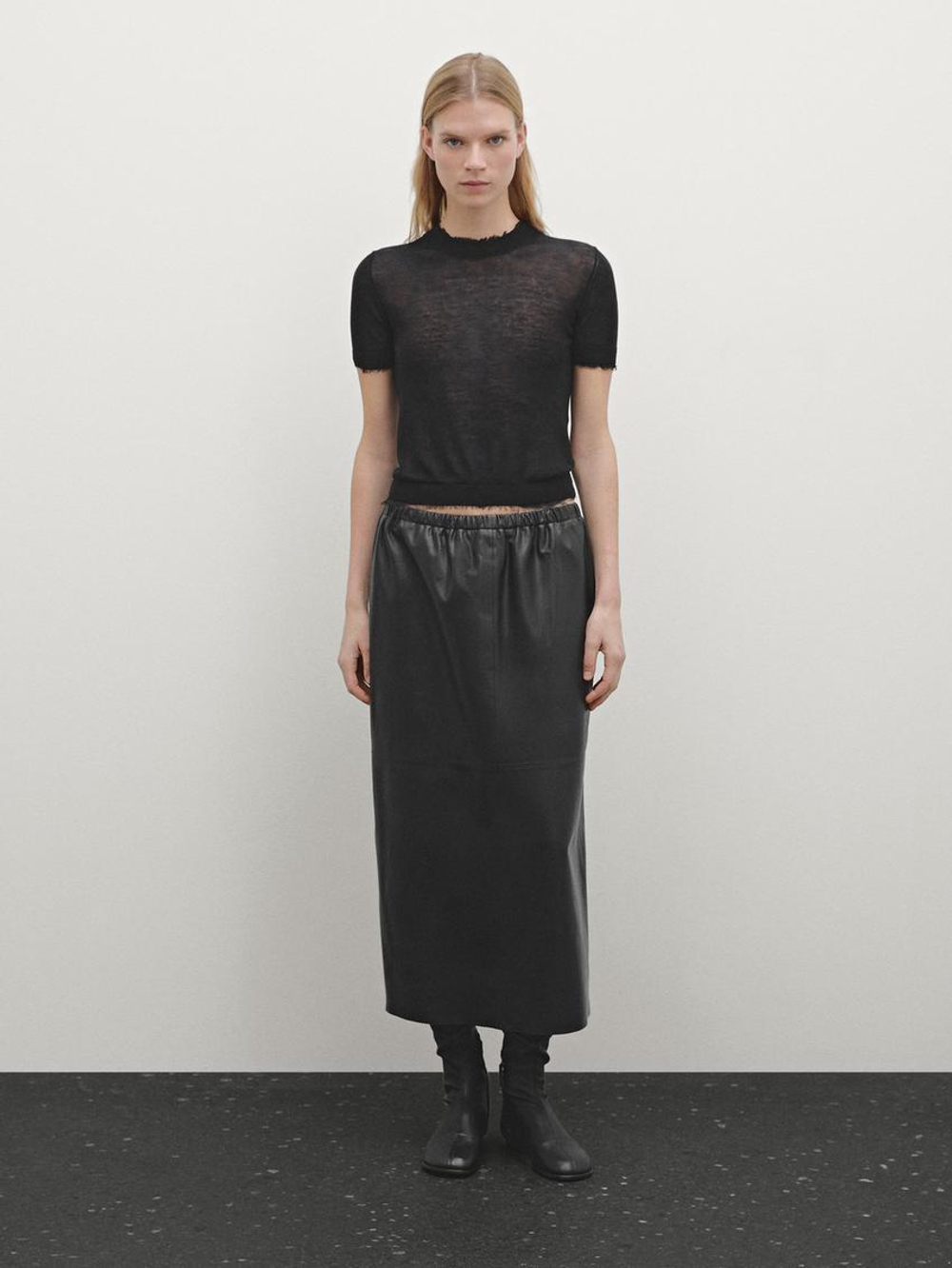 Massimo Dutti Свитер с короткими рукавами, черный