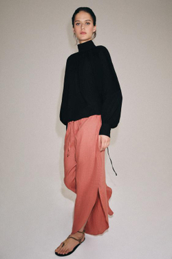 ZARA БРЮКИ ИЗ ЛЬНА С РАЗРЕЗАМИ — ZW COLLECTION, КОРАЛЛОВЫЙ