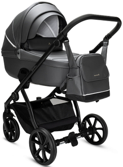 Детская коляска Noordi Fjordi Leather V2 3 в 1 с автокреслом Terra Black 1462819 Shadow Grey