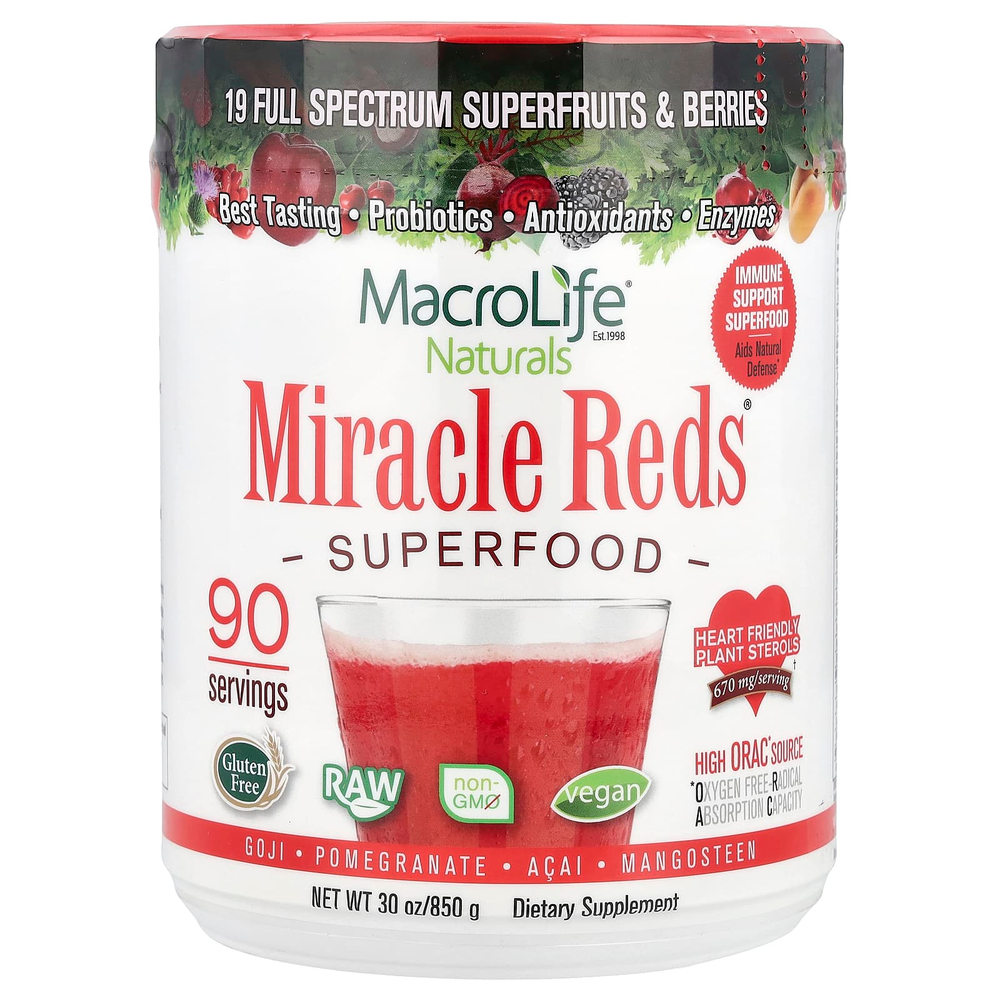 Macrolife Naturals, Miracle Reds, суперфуд, годжи, гранат, асаи, мангостин, 850 г (1,9 фунт)