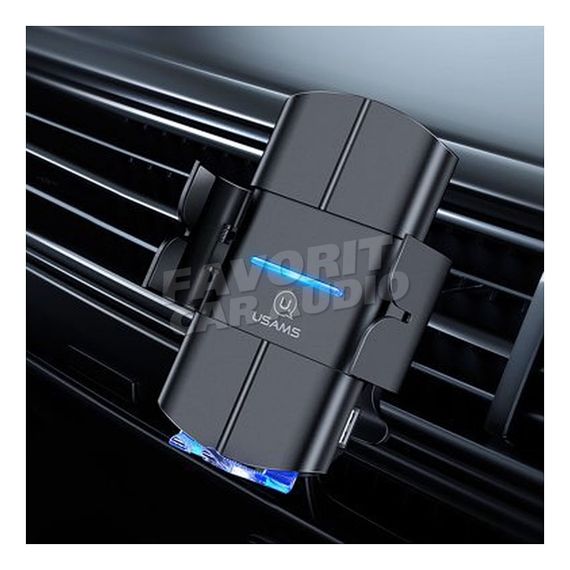 Держатель Usams US-CD133 воздуховод бесп. зарядка чёрный