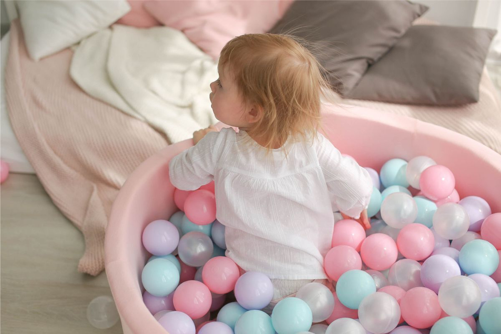 Romana Airpool Детский сухой бассейн Easy (розовый с розовыми шарикам