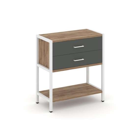 Shelf System Односекционный стеллаж двухярусный с ящиками SN.STM-212 Дуб Табак/Антрацит/Металл Белый