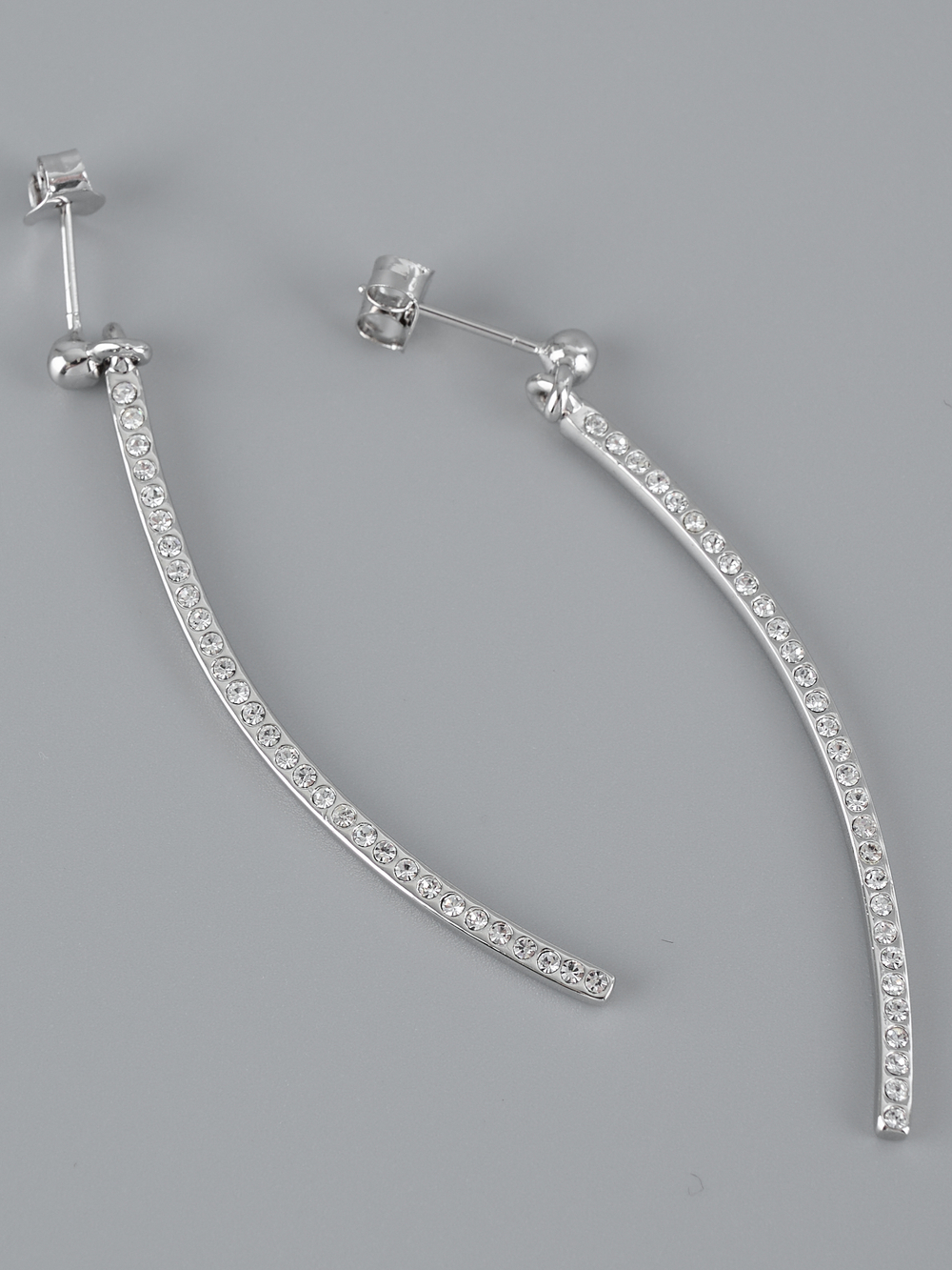 Серьги-подвески Тонкая линия с кристаллами Swarovski