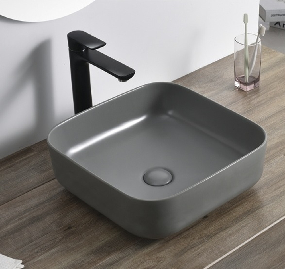 Раковина накладная ROVENO PC-1903 серый матовый