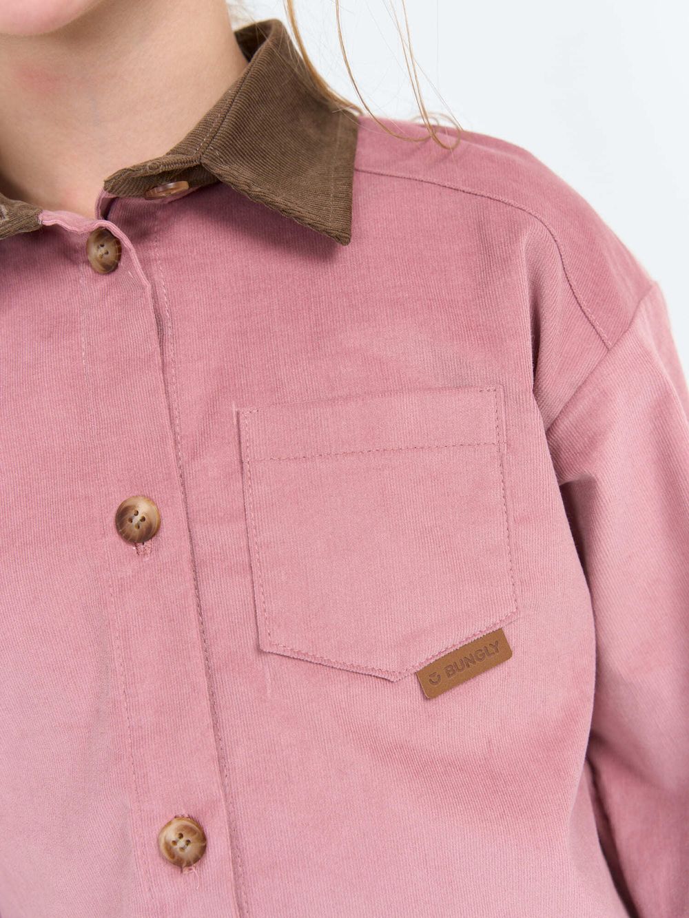 Рубашка вельветовая укороченная "Пудра" 7+