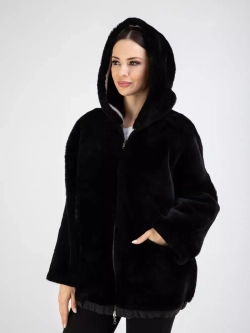 Дубленка натуральная с капюшоном двухсторонняя