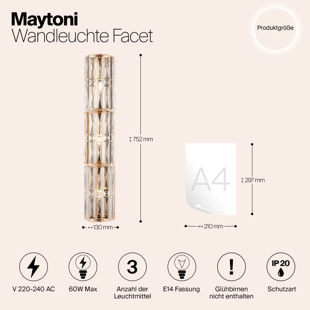 Настенный светильник Maytoni FACET MOD094WL-03G