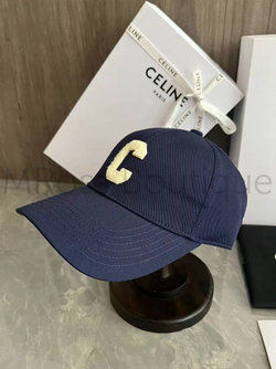 Женская кепка Celine синего цвета с буквой