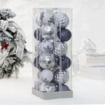 Новогодние шары «Изыск» 8/6 см (набор 18 шт), Графит/Серебро/Белый