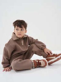 Джоггеры с карманами "Какао" утепленные