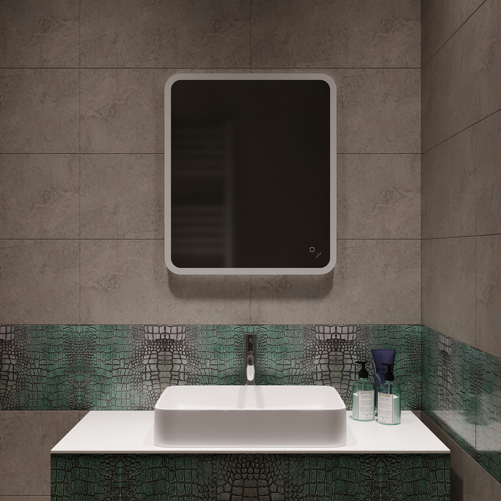 Зеркало MIXLINE "Колорит" ЭКОНОМ 600*700 (ШВ) сенсорный выкл, светодиодная подсветка, универс.крепеж