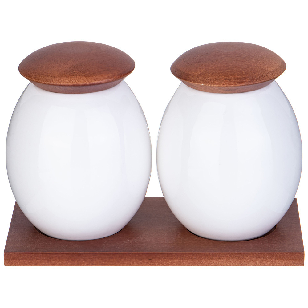 НАБОР БАНОК С ДЕРЕВ. КРЫШКОЙ LEFARD "NATIVE" 18,5*12 СМ 400 МЛ 2 ШТ. НА ДЕРЕВ. ПОДСТАВКЕ (КОР=18ШТ.)