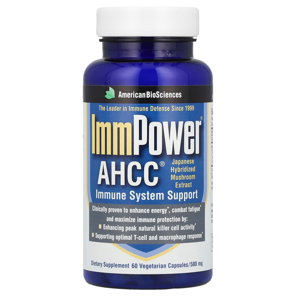 American Biosciences, ImmPower® AHCC®, 500 мг, 60 вегетарианских капсул
