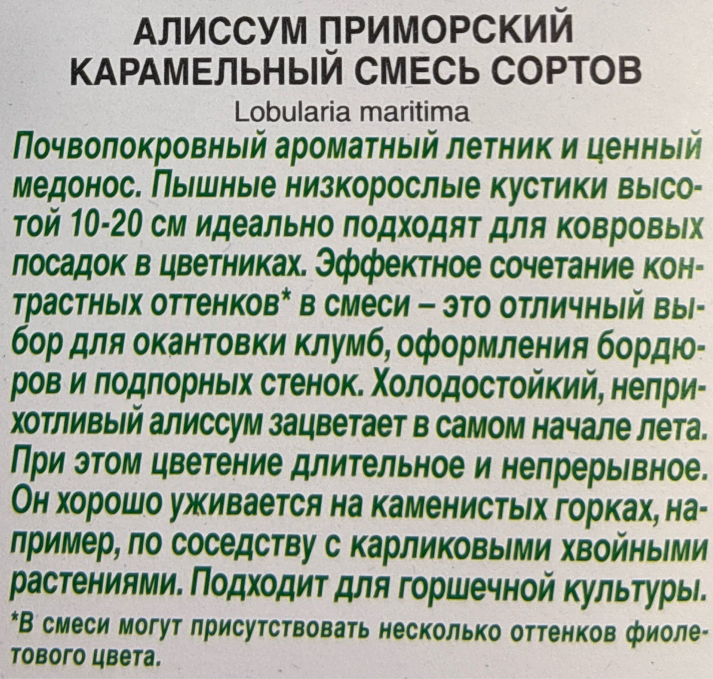 Алиссум Карамельный, смесь сортов СМЦ-674