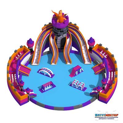 Надувной аквапарк с бассейном и горками «Драконий замок», 22×20×7 м