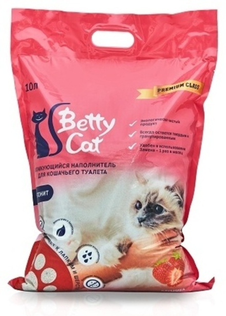 Наполнитель Betty Cat 10л Клубника Бентонитовый