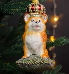 Елочное украшение Собака Корги h-14 см., стекло, Витус (56041)