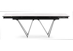 Керамический стол Марвин 160(220)х90х76 белый мрамор / черный