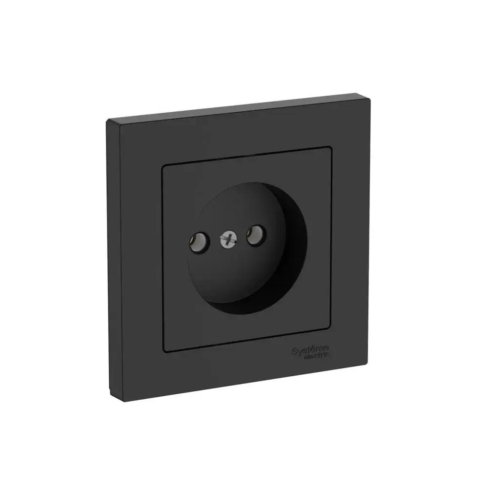 ATLASDESIGN РОЗЕТКА без заземления без шторок, 16А, в сборе, быстрозажим. клем., КАРБОН