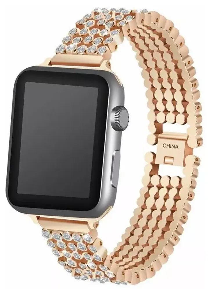 Ремешок Apple Watch 42мм,V образного типа со стразами Gold
