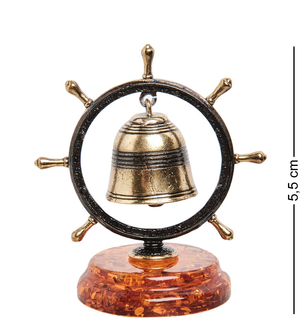 Народные промыслы AM-1363 Фигурка «Штурвал с колокольчиком» (латунь, янтарь)
