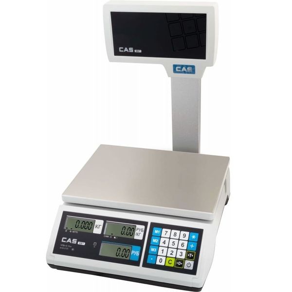 Весы торговые настольные CAS ER JR-06CBU, RS232, USB (опция), 6кг, 1/2гр, 290x209, с поверкой, со стойкой